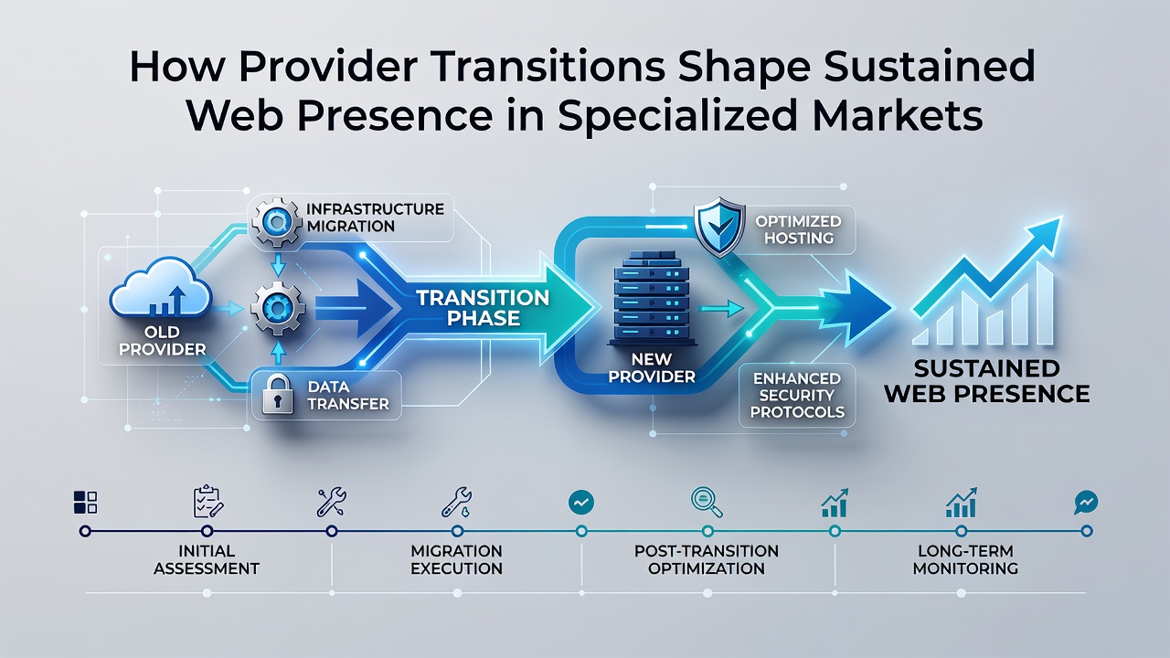 How Provider Transitions Shape Sustained Web Presence in Specialized Markets